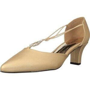 Easy Street Moonlight Dress Pumps Gold Satin Pointed Toe Heels Size 7.5‎ M NEW